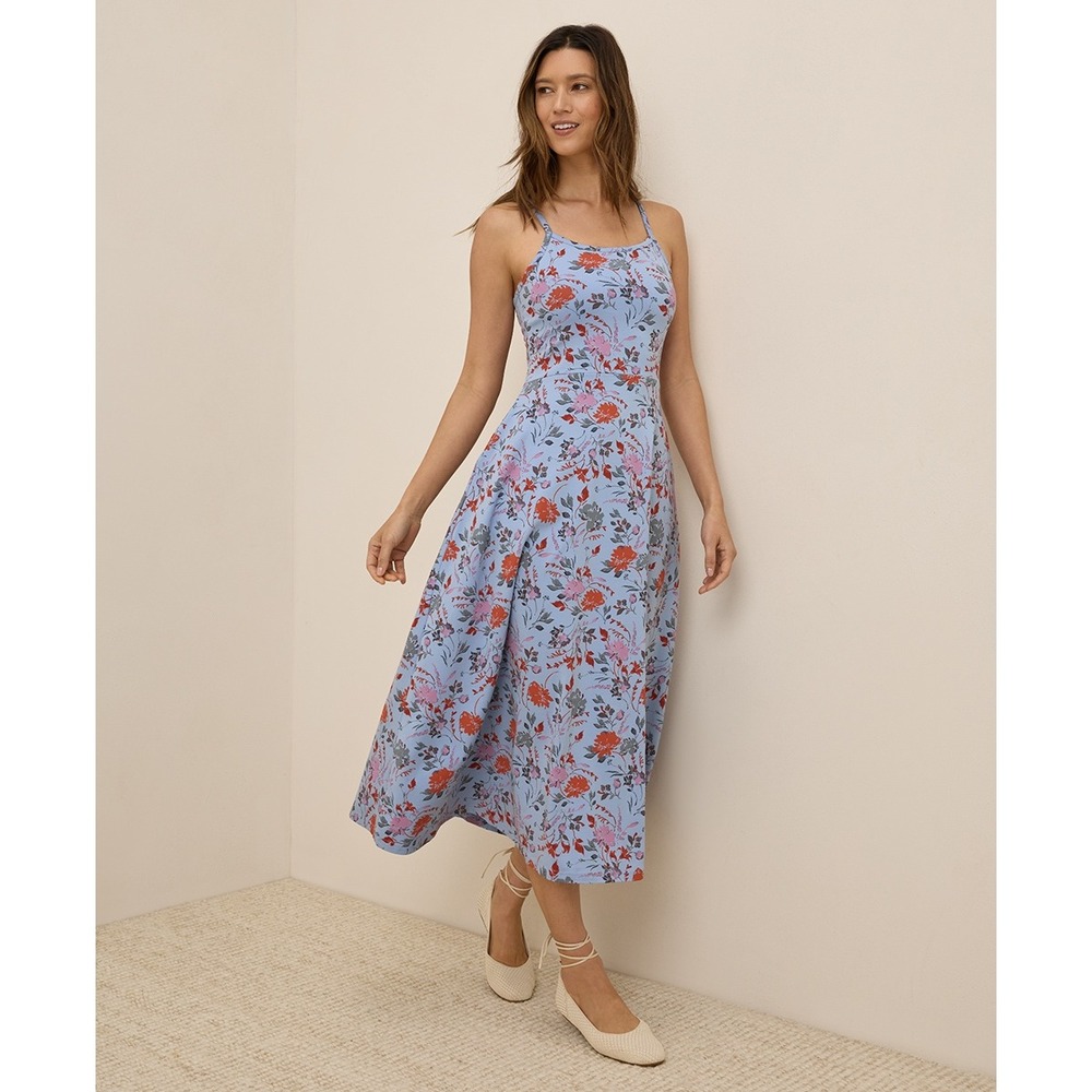 317 Pact Organic Cotton Floral Midi Dress V-Neck Strappy (XL, EUC)